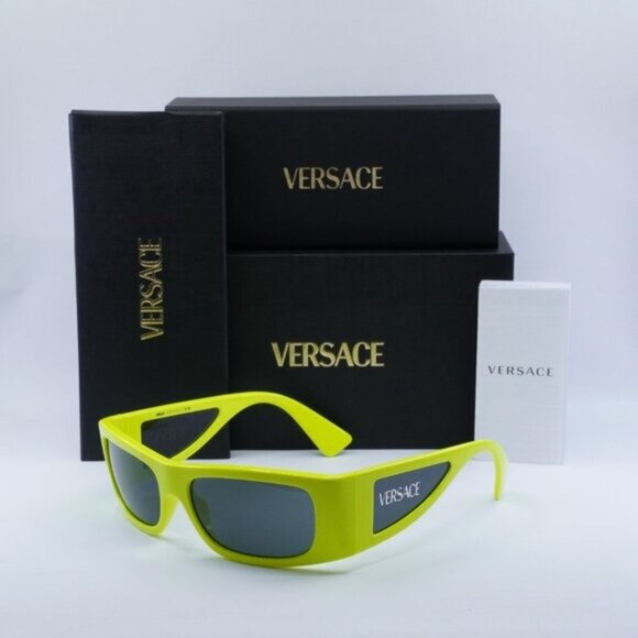 🕶️ New Versace VE4482 544987 Sunglasses - Yellow Frame, Dark Grey Lenses - Picture 10 of 10